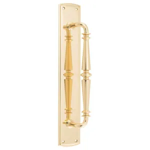 Sarlat Door Pull Handle on Backplate, Polish Brass by Iver, a Door Hardware for sale on Style Sourcebook
