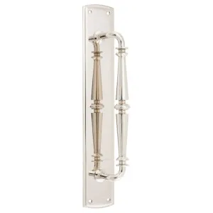 Sarlat Door Pull Handle on Backplate, Pol Nickel by Iver, a Door Hardware for sale on Style Sourcebook