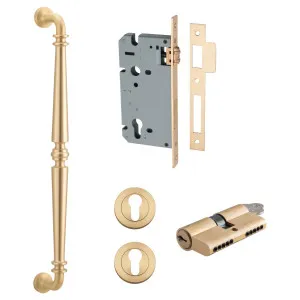 Sarlat Pull Handle 450mm Entrance Kit w Separate High Security Lock Brushed Brass by Iver, a Door Hardware for sale on Style Sourcebook