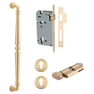 Sarlat Pull Handle 450mm Entrance Kit w Separate High Security Lock Brushed Brass by Iver, a Door Hardware for sale on Style Sourcebook