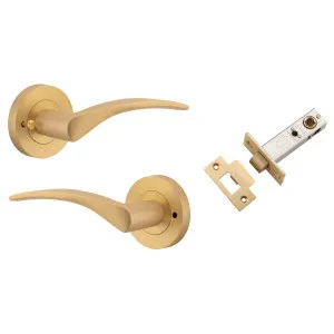 Oxford Lever Round Rose (Inbuilt Privacy) Brushed Brass by Iver, a Door Hardware for sale on Style Sourcebook