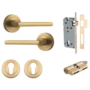 Baltimore Lever Round Rose Entrance Kit w Separate High Security Lock Brushed Brass by Iver, a Door Hardware for sale on Style Sourcebook