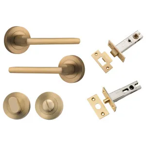 Baltimore Lever Round Rose Privacy Kit w Separate Privacy Turn Brushed Brass by Iver, a Door Hardware for sale on Style Sourcebook