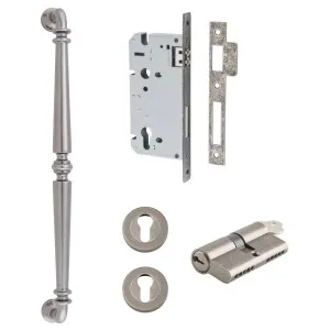 Sarlat Pull Handle 450mm Entrance Kit w Separate High Security Lock Distressed Nickel by Iver, a Door Hardware for sale on Style Sourcebook