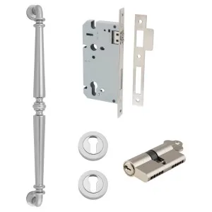Sarlat Pull Handle 450mm Entrance Kit w Separate High Security Lock Satin Nickel by Iver, a Door Hardware for sale on Style Sourcebook