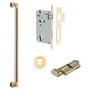 Berlin Pull Handle 450mm Entrance Kit w Separate High Security Lock Polished Brass by Iver, a Door Hardware for sale on Style Sourcebook