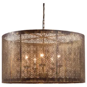 Meknes 5 Light Iron Pendant, Antique Gold by Schots, a Fixed Lights for sale on Style Sourcebook