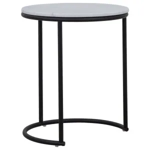 Taro 40cm Marble & Steel Side Table White by Schots, a Tables for sale on Style Sourcebook