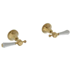 Lillian Lever Wall Stops, White Handle Gold PVD by Fienza, a Bathroom Taps & Mixers for sale on Style Sourcebook