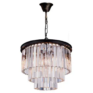 Odeon Medium 40cm 3 Light Crystal Glass Chandelier, Bronze by Lighting Inspirations, a Chandeliers for sale on Style Sourcebook