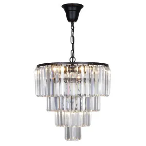 Celestial 39cm 5 Light 4 Tier Crystal Glass Chandelier, Black by Lighting Inspirations, a Chandeliers for sale on Style Sourcebook