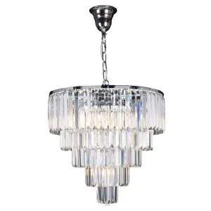 Celestial 49cm 10 Light 5 Tier Crystal Glass Chandelier, Chrome by Lighting Inspirations, a Chandeliers for sale on Style Sourcebook