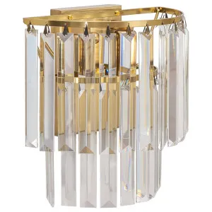 Celestial 2 Light 2 Tier Crystal Glass Wall Bracket, Satin Brass by Lighting Inspirations, a Chandeliers for sale on Style Sourcebook