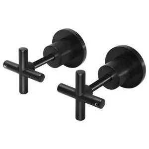 Round Cross Handle Jumper Valve Wall Top Assemblies, Matte Black by Meir, a Bathroom Taps & Mixers for sale on Style Sourcebook