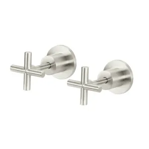 Round Cross Handle Jumper Valve Wall Top Assemblies, PVD Brushed Nickel by Meir, a Bathroom Taps & Mixers for sale on Style Sourcebook