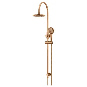 200mm Round Overhead Shower Rail, 3 Function Hand Shower, Lustre Bronze by Meir, a Shower Heads & Mixers for sale on Style Sourcebook