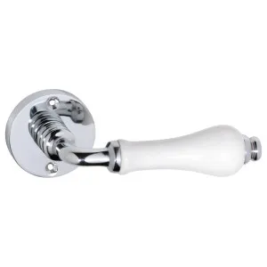 Exeter Lever on Rose Set, Chrome/White by Tradco, a Door Hardware for sale on Style Sourcebook
