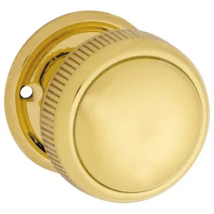 Milled Edge Knob on Rose Set, Polished Brass by Tradco, a Door Hardware for sale on Style Sourcebook
