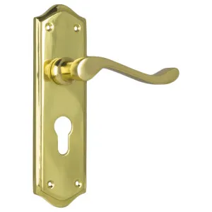 Henley Euro Lever Set, Polished Brass by Tradco, a Door Hardware for sale on Style Sourcebook