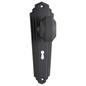 Original Art Deco Knob Lock Set, Antique Copper by Tradco, a Door Hardware for sale on Style Sourcebook