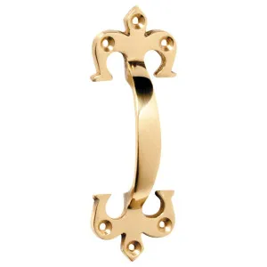 10cm Fleur De Lys D-Pull Handle, Polished Brass by Tradco, a Cabinet Hardware for sale on Style Sourcebook