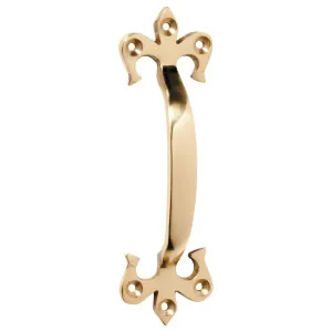 13cm Fleur De Lys D-Pull Handle, Polished Brass by Tradco, a Cabinet Hardware for sale on Style Sourcebook