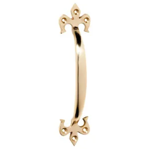 16.5cm Fleur De Lys D-Pull Handle, Polished Brass by Tradco, a Cabinet Hardware for sale on Style Sourcebook
