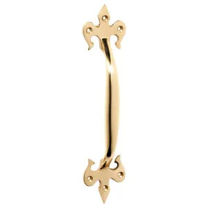 23cm Fleur De Lys D-Pull Handle, Polished Brass by Tradco, a Door Hardware for sale on Style Sourcebook