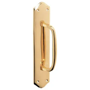 Offset Pull Handle w/Backplate, Polished Brass by Tradco, a Door Hardware for sale on Style Sourcebook