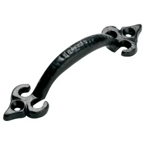 11cm Iron Fleur De Lys D-Pull Handle, Matte Blk by Tradco, a Cabinet Hardware for sale on Style Sourcebook