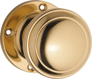 Milton Knob on Rose Set, Unlacquered Polished Brass by Tradco, a Door Hardware for sale on Style Sourcebook
