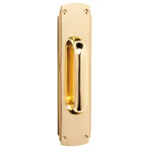 Deco Pull Handle with Backplate, Polished Brass by Tradco, a Door Hardware for sale on Style Sourcebook