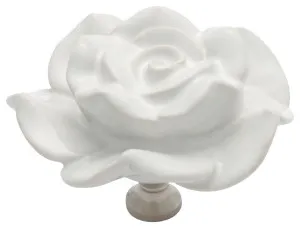 6cm Ceramic Flower Cupboard Knob, White/Chrome by Tradco, a Cabinet Hardware for sale on Style Sourcebook