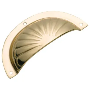 Pressed Fluted Semicircle Drawer Pull, Pol Brass by Tradco, a Cabinet Hardware for sale on Style Sourcebook