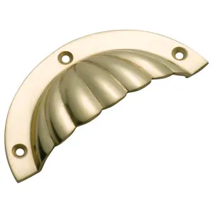 9cm Cast Fluted Semicircle Drawer Pull, Pol Brass by Tradco, a Cabinet Hardware for sale on Style Sourcebook