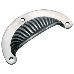 Cast Ribbed Semicircle Drawer Pull, Polished Metal by Tradco, a Cabinet Hardware for sale on Style Sourcebook