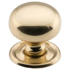 Medium Plain Cupboard Knob, Polished Brass by Tradco, a Cabinet Hardware for sale on Style Sourcebook