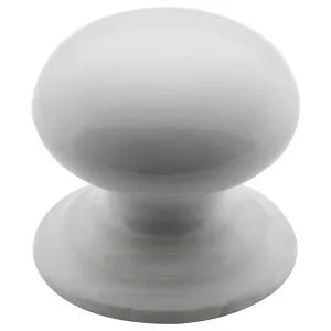 3.8cm Porcelain Cup. Knob w/Bevelled Backplate, WH by Tradco, a Cabinet Hardware for sale on Style Sourcebook