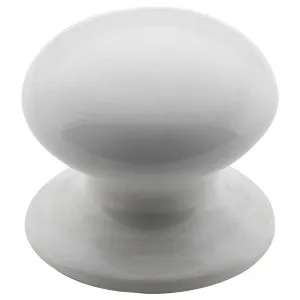 3cm Porcelain Cup. Knob w/Bevelled Backplate, WH by Tradco, a Cabinet Hardware for sale on Style Sourcebook
