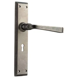 Menton Lever Lock Set, Rumbled Nickel by Tradco, a Door Hardware for sale on Style Sourcebook