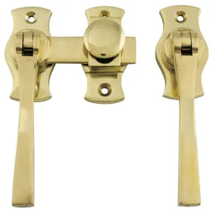 Square French Door Fastener, Polished Brass by Tradco, a Door Hardware for sale on Style Sourcebook