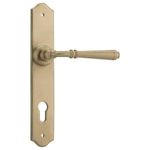 Door Lever Reims Euro Satin Brass CTC85mm H240xW40 by Tradco, a Door Hardware for sale on Style Sourcebook