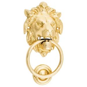 Lions Head Door Knocker, Polished Brass by Tradco, a Door Hardware for sale on Style Sourcebook