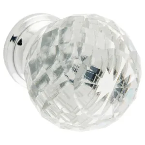 40mm Diamond Cut Glass Cabinet Knob, Chrome by Tradco, a Cabinet Hardware for sale on Style Sourcebook