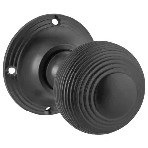 Reeded Knob on Rose Set, Matte Black by Tradco, a Door Hardware for sale on Style Sourcebook