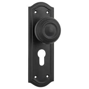 Kensington Euro Knob Set, Matte Black by Tradco, a Door Hardware for sale on Style Sourcebook