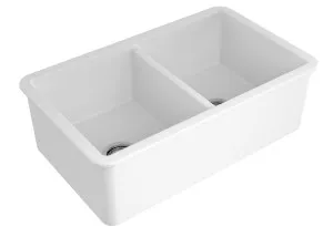 Cuisine 85x46cm Double Inset Undermount Fine Fireclay Sink, Gloss White by Turner Hastings, a Kitchen Sinks for sale on Style Sourcebook
