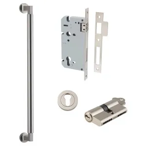 Berlin Pull Handle 450mm Entrance Kit w Separate High Security Lock Satin Nickel by Iver, a Door Hardware for sale on Style Sourcebook