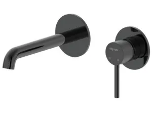 Projix Curved Wall Mixer Set 180mm Spout Lf | Made From Brass In Black By Raymor by Raymor, a Bathroom Taps & Mixers for sale on Style Sourcebook