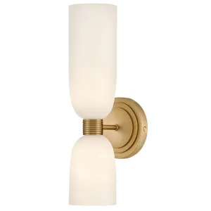 Hinkley Tallulah Up/Down Opal Glass Wall Light with Ribbed Metal Detail Lacquered Brass by Hinkley, a Wall Lighting for sale on Style Sourcebook
